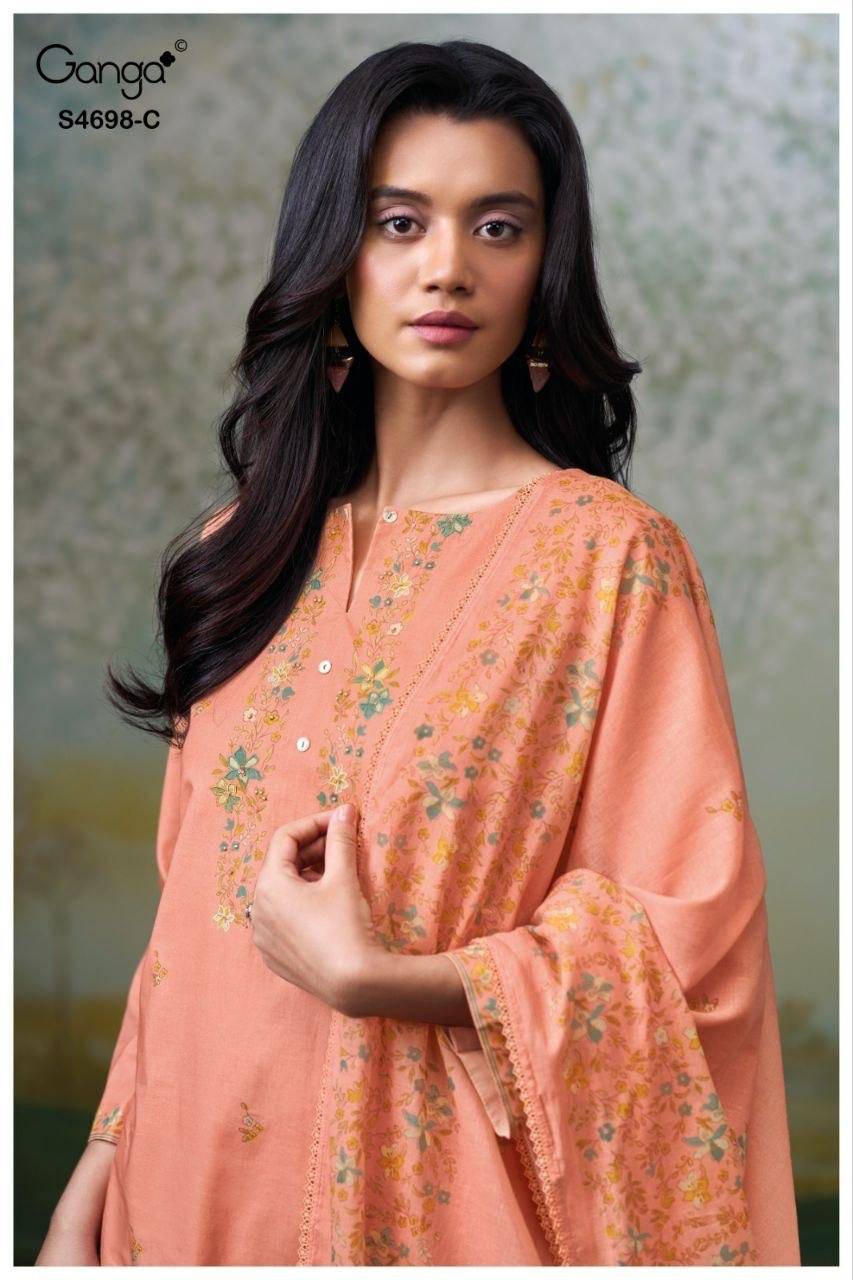 CHARISHA 4698 By Ganga Fashion 4698 A TO 4698 D Beautiful Festive Suits Stylish Colorful Fancy Casual Wear & Ethnic Wear PREMIUM COTTON Dresses At Wholesale Price